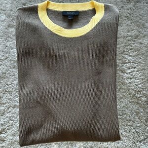 COS Men's Brown Sweater with Yellow Trim